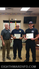 L-R: Chief Brown, Assistant Chief David Byers, Firefighter Tyler Lawrence. 
